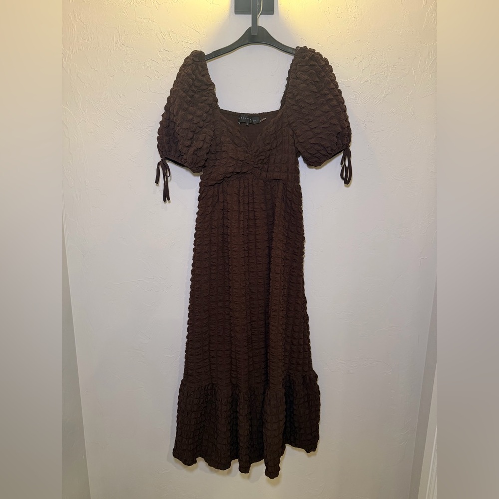 Endless Rose Chocolate Brown Textured Maxi Dress